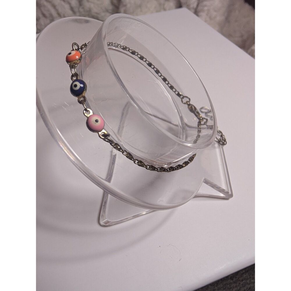 Dainty Evil Eye Adjustable Bracelet - Pink Blue Orange Lucky Protection Charm